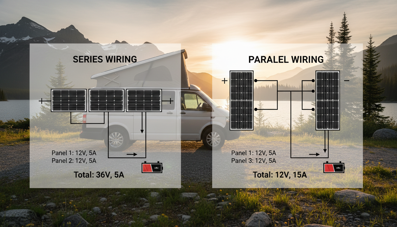 découvrez comment brancher vos panneaux solaires en série ou en parallèle pour optimiser l'énergie de votre camping-car et profiter d'une autonomie maximale.